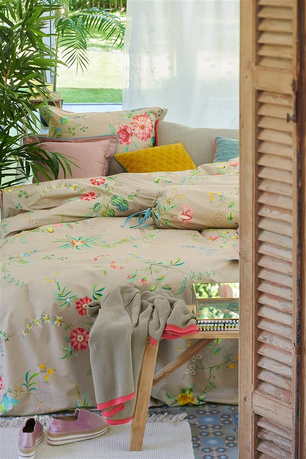 PIP Studio Bettwäsche Fleur Grandeur Khaki 1 Bettbezug 200 x 200 cm + 2 Kissenbezüge 80 x 80 cm, 1 B