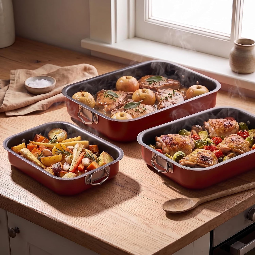 Space Home - Professional Antihaft Backblech-Set, 3-teilig - Kuchenblech - Doppel-Antihaftbeschichtu