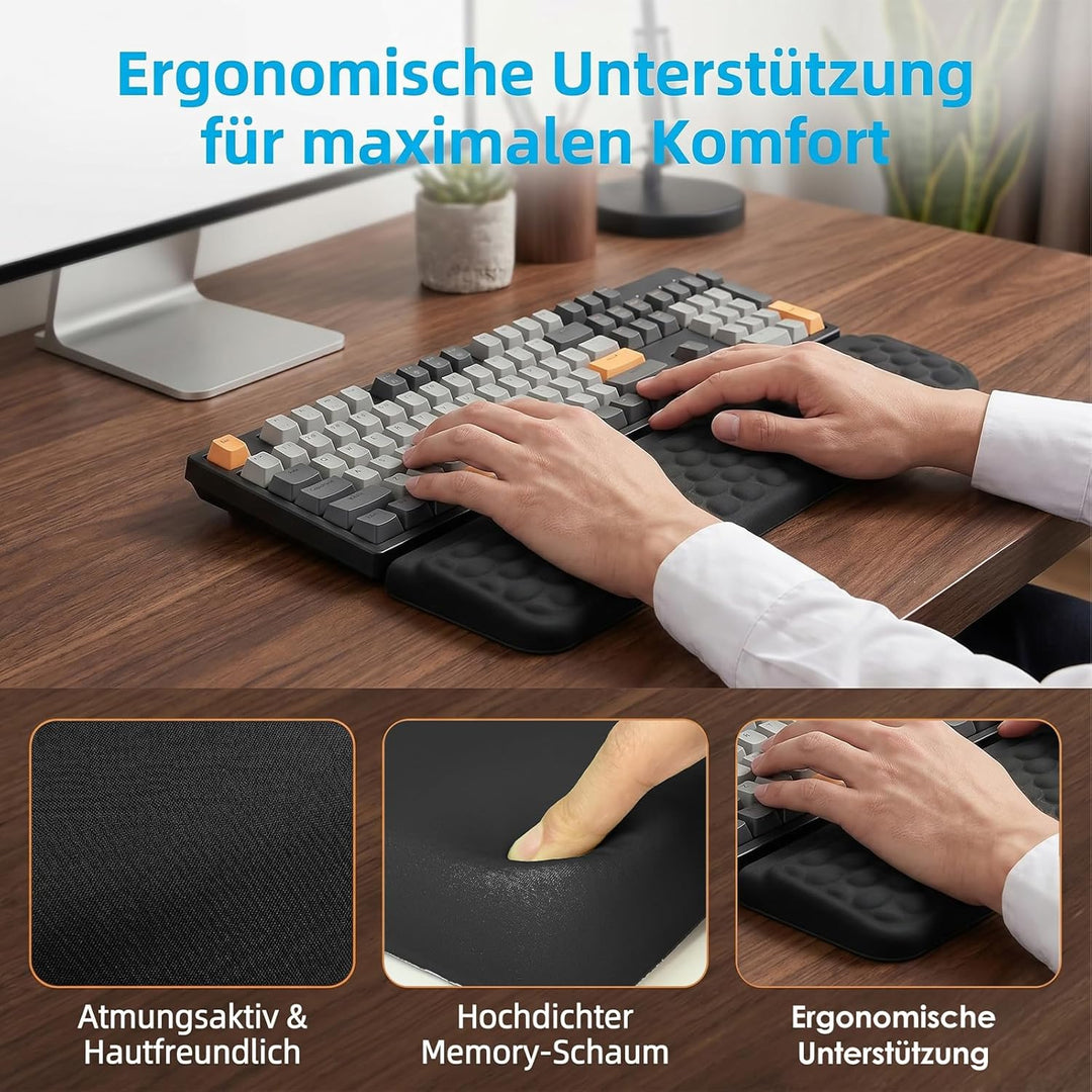Handballenauflage Tastatur - Integrierte Tastaturauflage aus weichem Memory-Schaum, Rutschfeste Hand