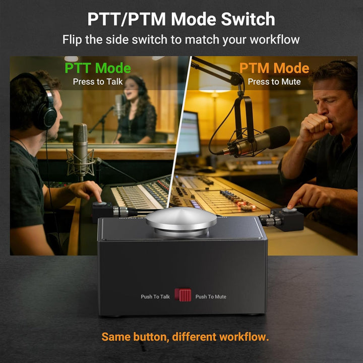 Cubilux XLR Mikrofon Stummtaste mit Momentfunktion, umschaltbar zwischen Push to Talk (PTT) und Push
