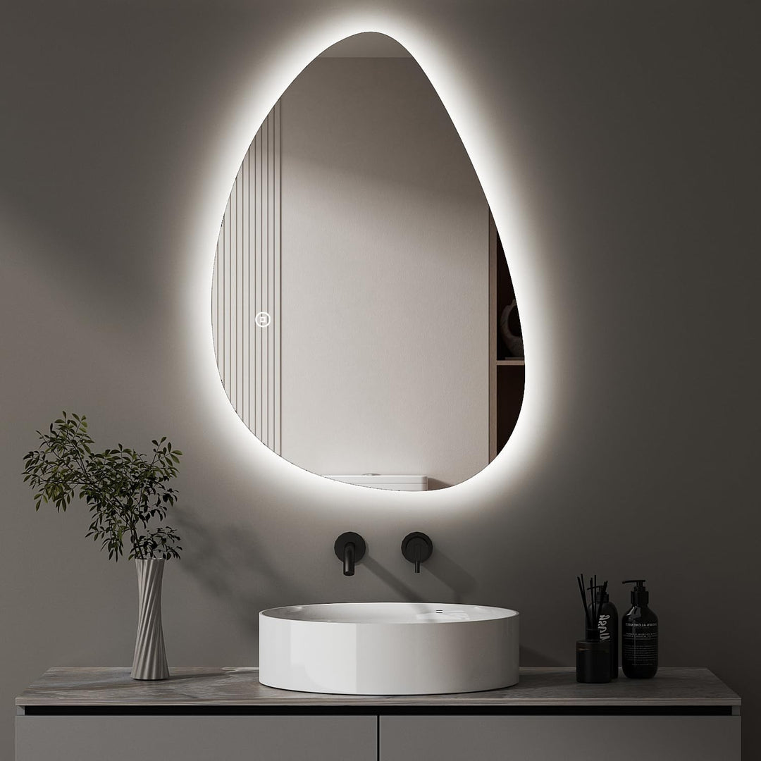 Badezimmerspiegel Led Badspiegel, Asymmetrisch, Touch-Schalter, Dimmbar, 3 Lichtfarbe Einstellbare S