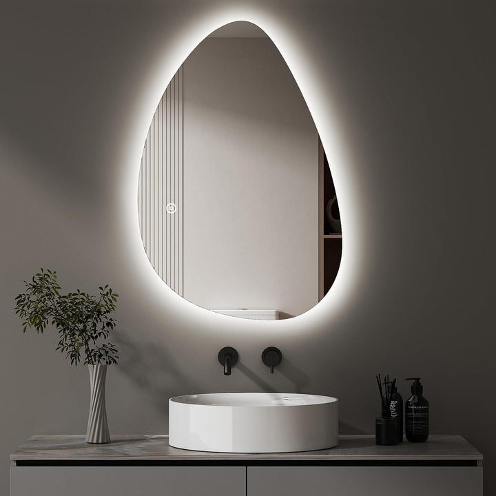 Badezimmerspiegel Led Badspiegel, Asymmetrisch, Touch-Schalter, Dimmbar, 3 Lichtfarbe Einstellbare S