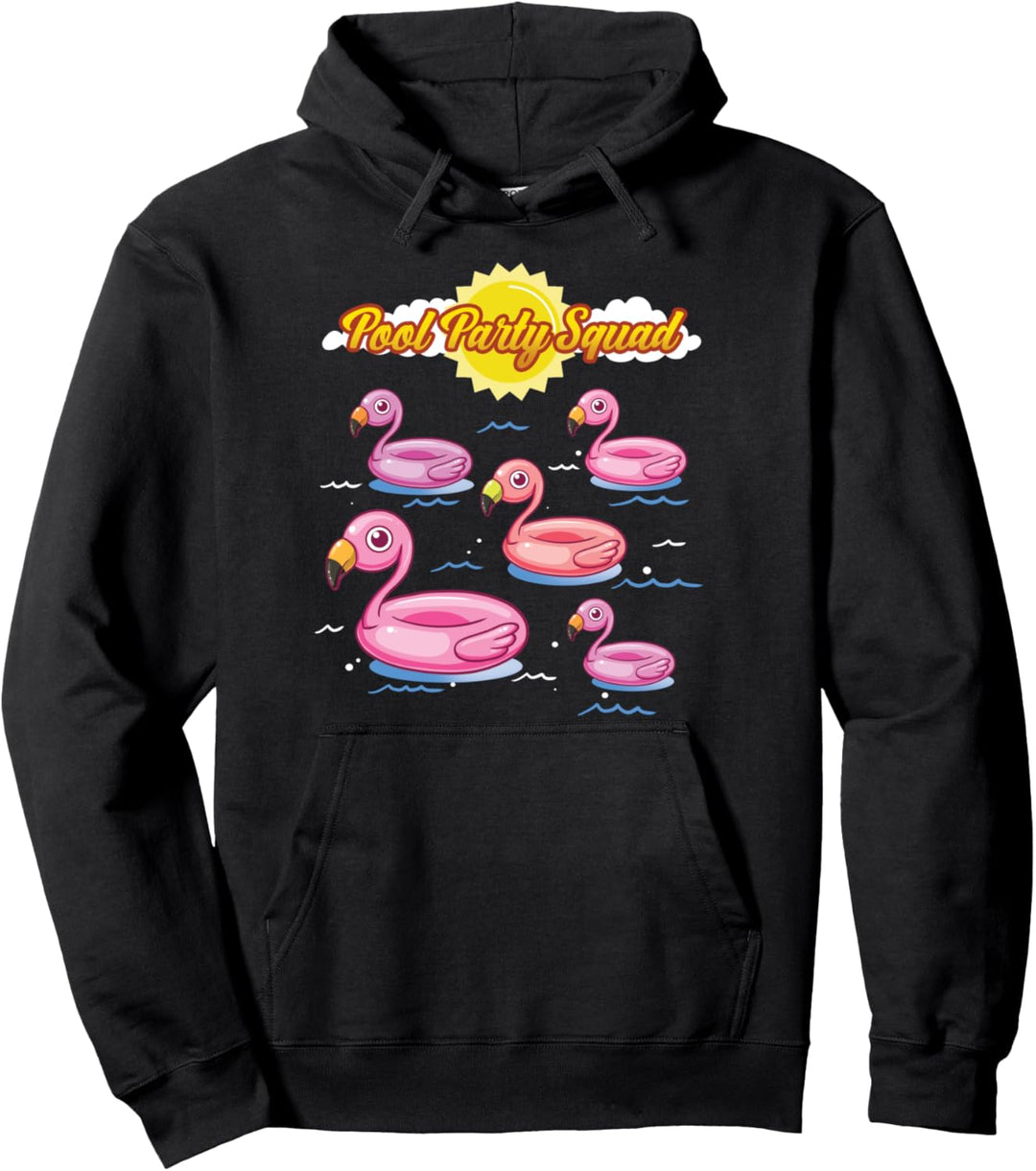 Pool Party Squad Rosa Flamingo Floater Flocken Sommer Party Pullover Hoodie