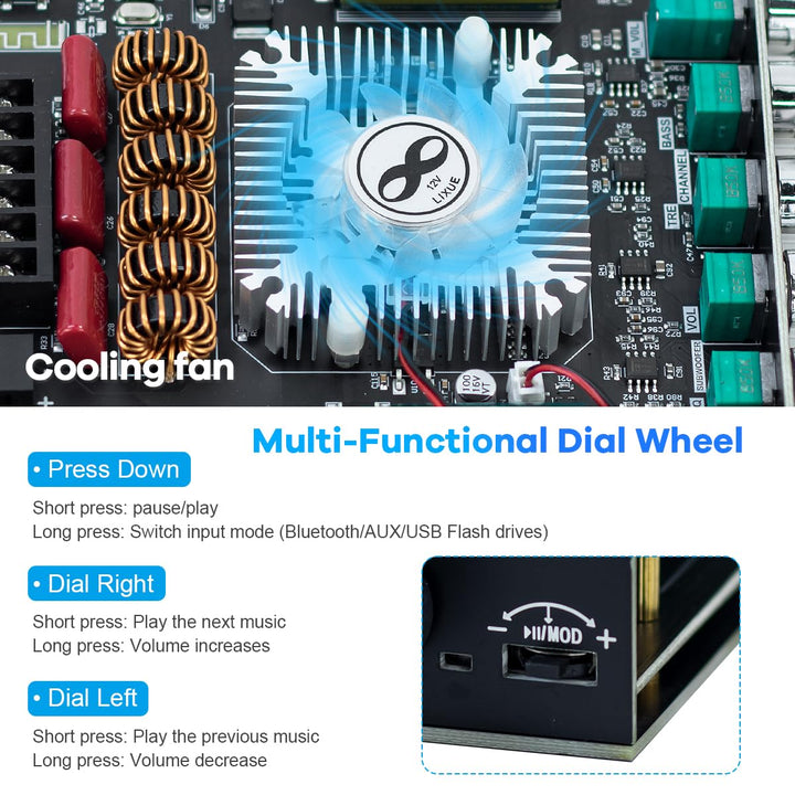 Hosyond ZK-HT21 TDA7498E Verstärkerplatine Bluetooth Amplifier Board 160W×2+220W Subwoofer 2.1 Kanal