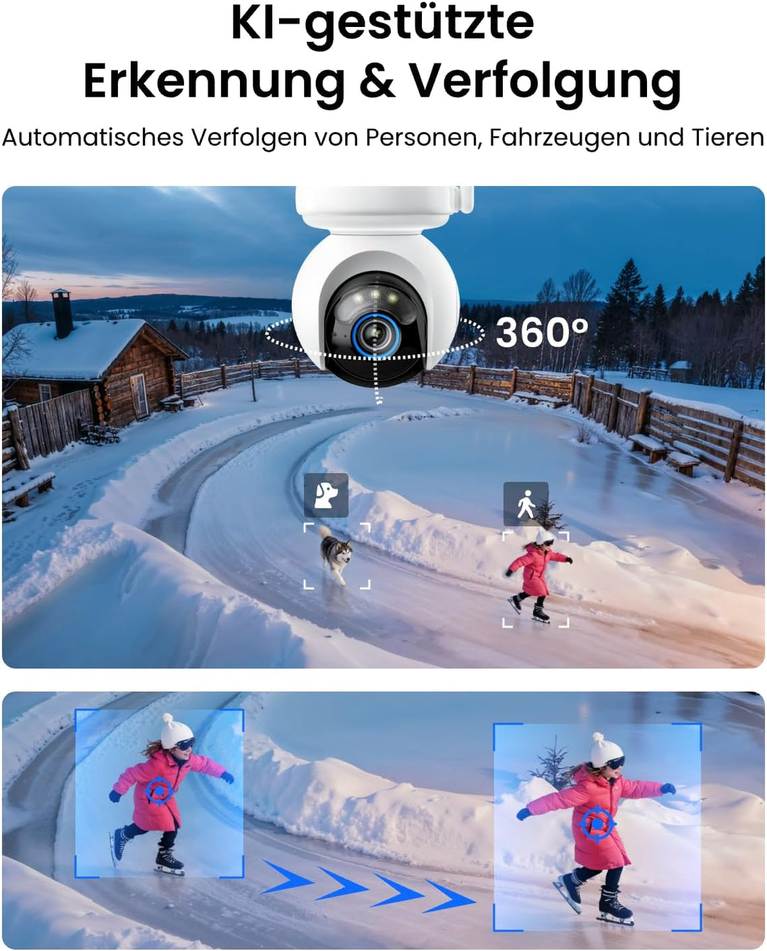 Reolink 4G LTE Überwachungskamera mit SIM Karte, 360° Auto-Tracking, 20000mAh Akku, Voraufzeichnung,