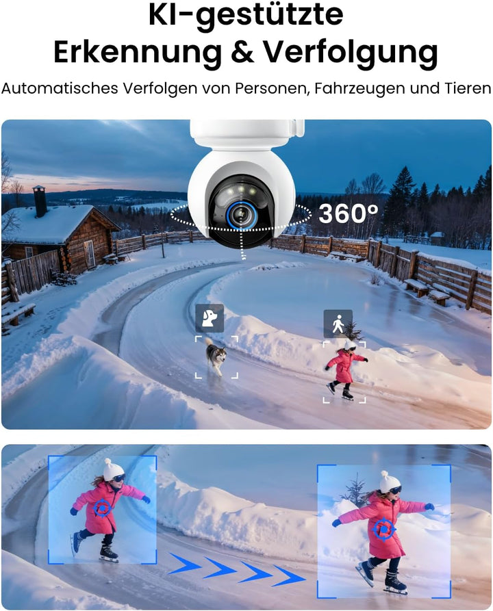 Reolink 4G LTE Überwachungskamera mit SIM Karte, 360° Auto-Tracking, 20000mAh Akku, Voraufzeichnung,