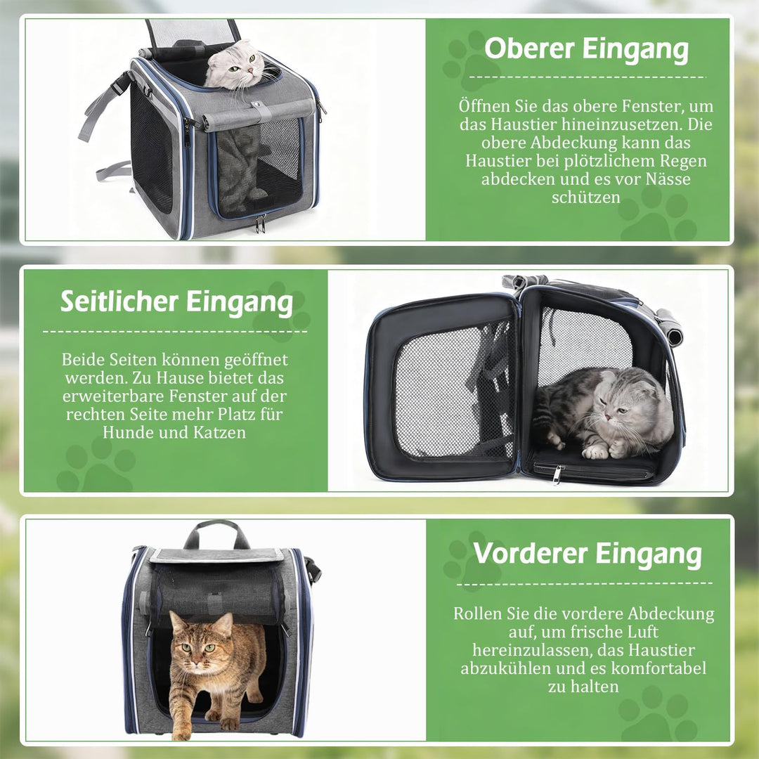 Hundekorb Fahrrad Vorne, 4-in-1 Erweiterbare Rucksack Fahrradkorb Hund, Hundefahrradkorb Vorne atmun