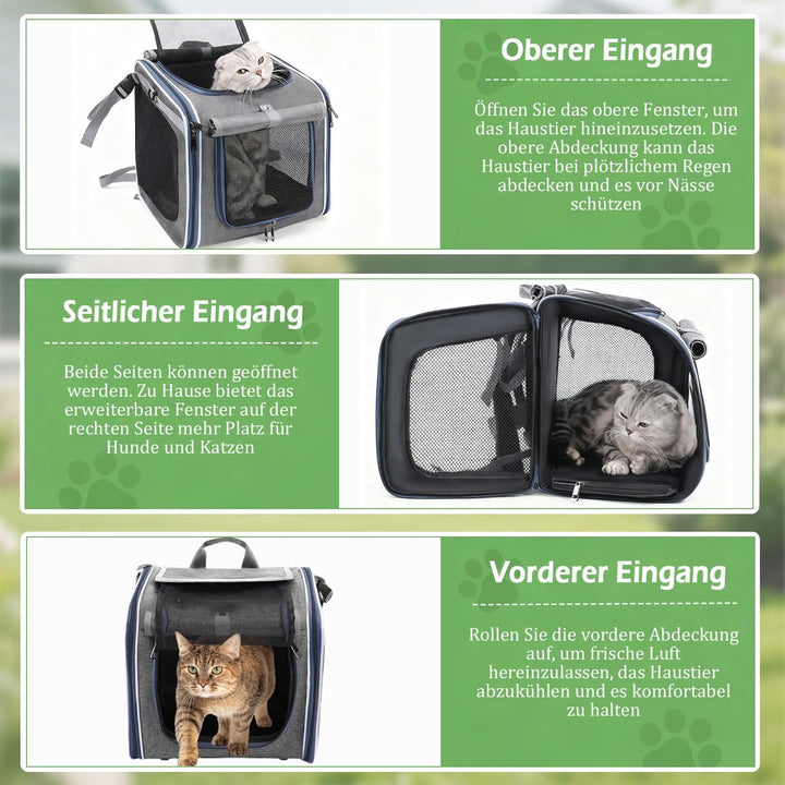 Hundekorb Fahrrad Vorne, 4-in-1 Erweiterbare Rucksack Fahrradkorb Hund, Hundefahrradkorb Vorne atmun