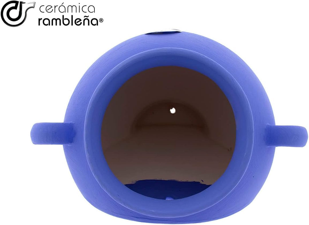 CERÁMICA RAMBLEÑA | Blumentopf zum Aufhängen | Hängende Tonblumentopf | Wandtopf | Blau D122 | 20x20