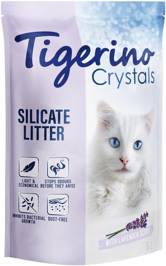 Tigerino Crystals Katzenstreu | Lavendelduft | 6 x 5 Liter Silikatstreu