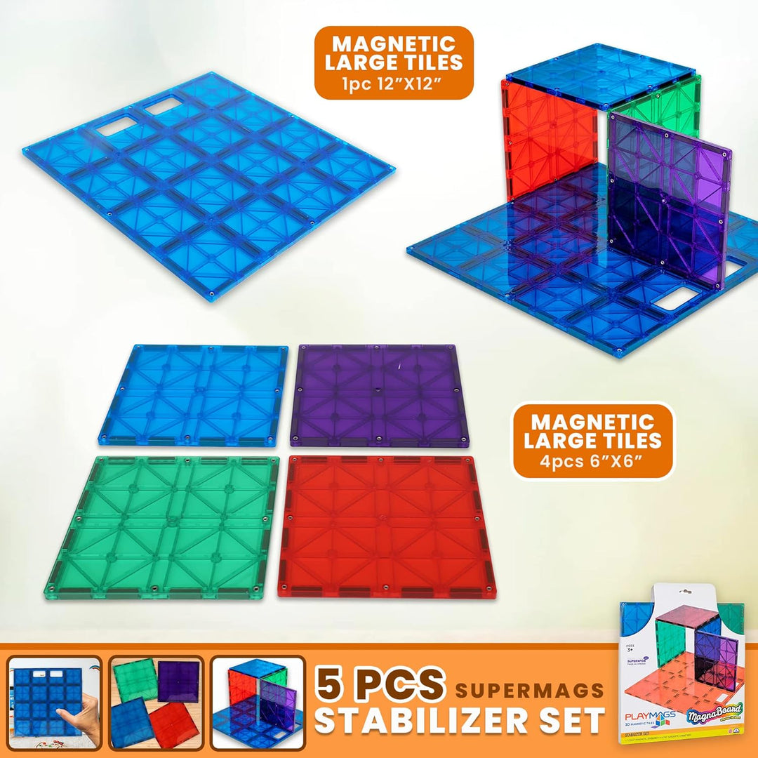 Playmags Super Durable Building Stabilizer Set – 5 Starker Magnettafeln – Starker Magnet – Tolle Erg