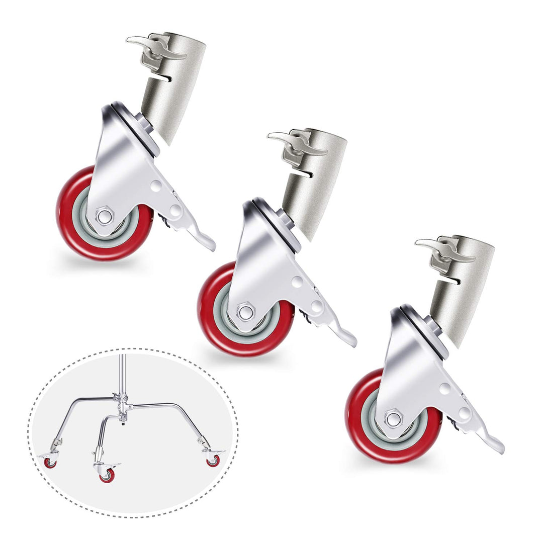 NEEWER 3er Pack Professionelle Lenkrollen mit 75mm Durchmesser haltbare Metallkonstruktion mit Gummi