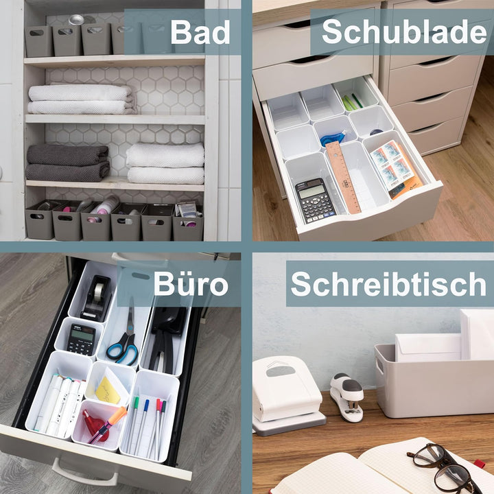 12 x Ordnungsbox - 10 cm hoch - anthrazit - 20 x 10 cm - Ordnungskorb - Regalorganizer Wandregal - S