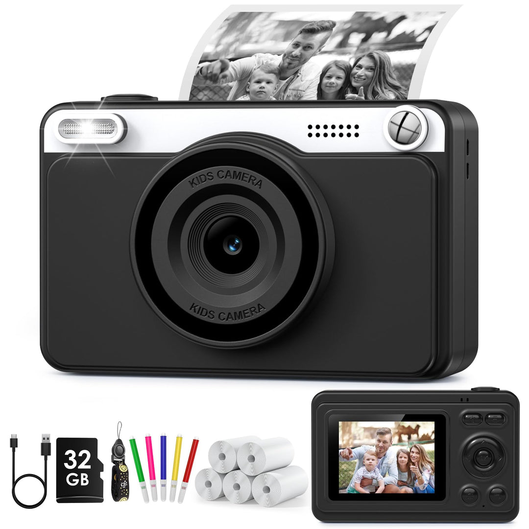 Sofortbildkamera Kinder, 2.4 Zoll Bildschirm Kinderkamera Sofortbildkamera mit 32GB Speicherkarte &