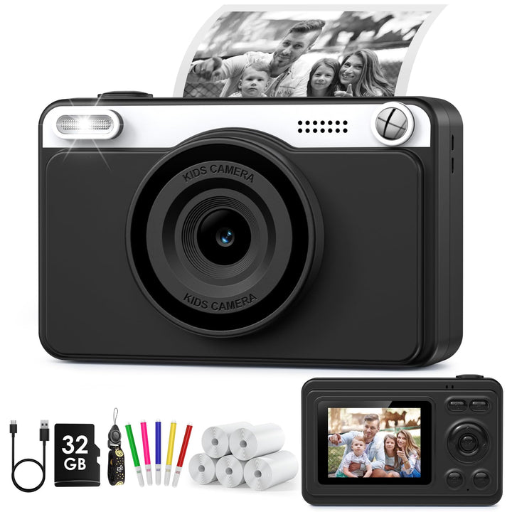 Sofortbildkamera Kinder, 2.4 Zoll Bildschirm Kinderkamera Sofortbildkamera mit 32GB Speicherkarte &