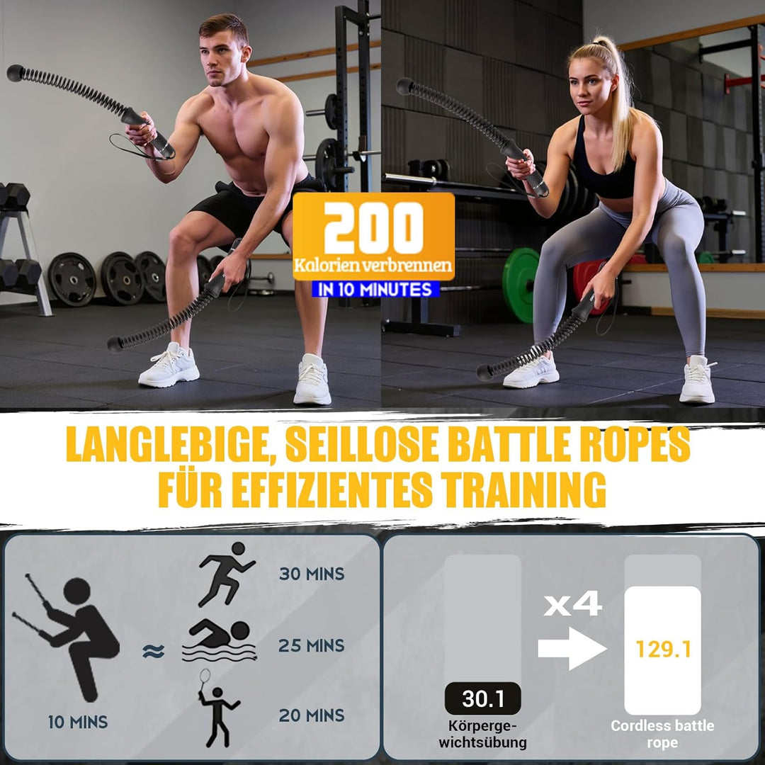 Ropeless Battle Ropes, Battle Rope Ohne Seil mit Tragetasche & Übungsanleitung, Gewichtete Trainings