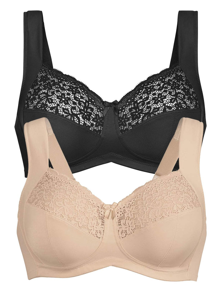 Anita 2er Pack Entlastungs BH ohne Bügel Havanna 5813 75A Desert-schwarz, 75A Desert-schwarz