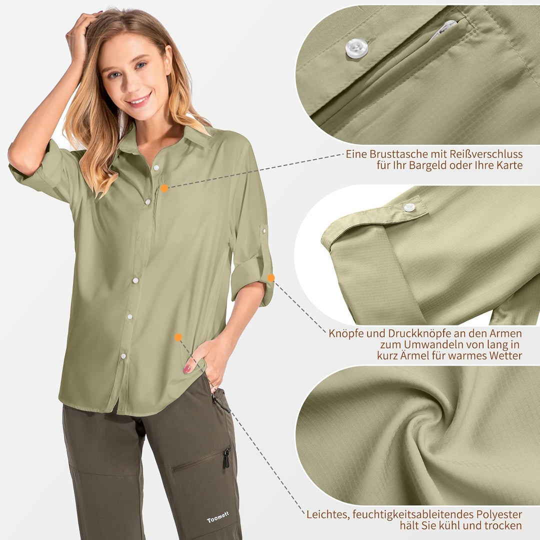 yeyity Damen Hemdbluse UV Schutz Langarmshirt Damen Schnell Trocknende Sport Shirts Wandershirt Safa