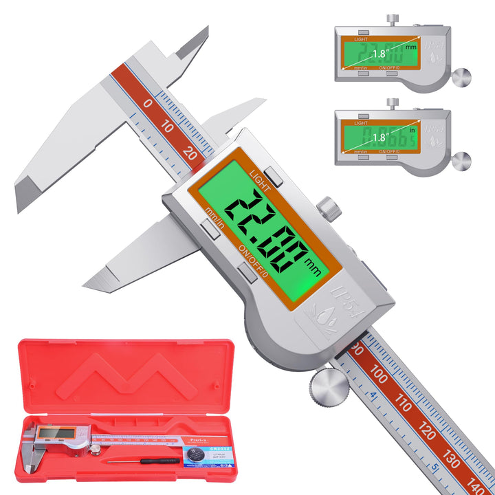 Preciva Digitaler Messschieber 150mm IP54 - Elektronische Schieblehre aus Edelstahl mit LCD Display,