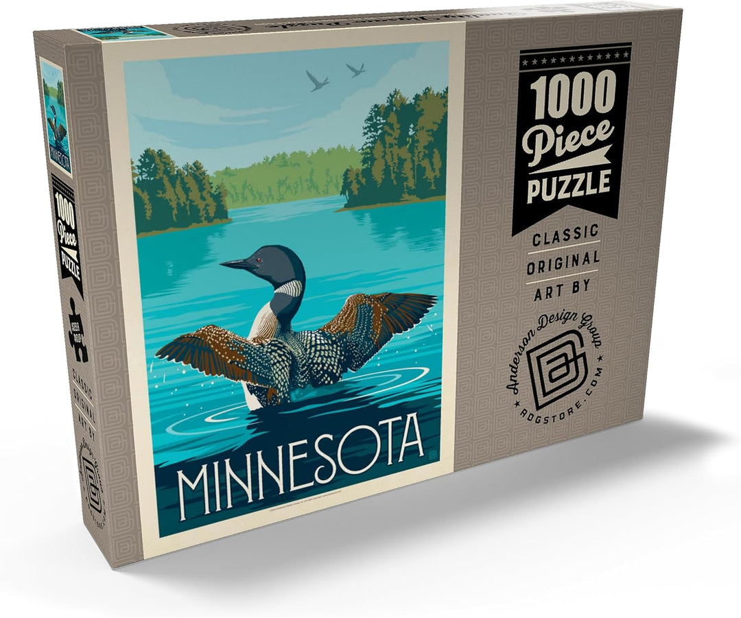 Minnesota: Seetaucher, Vintage Poster - Premium 1000 Teile Puzzle - MyPuzzle Sonderkollektion von An