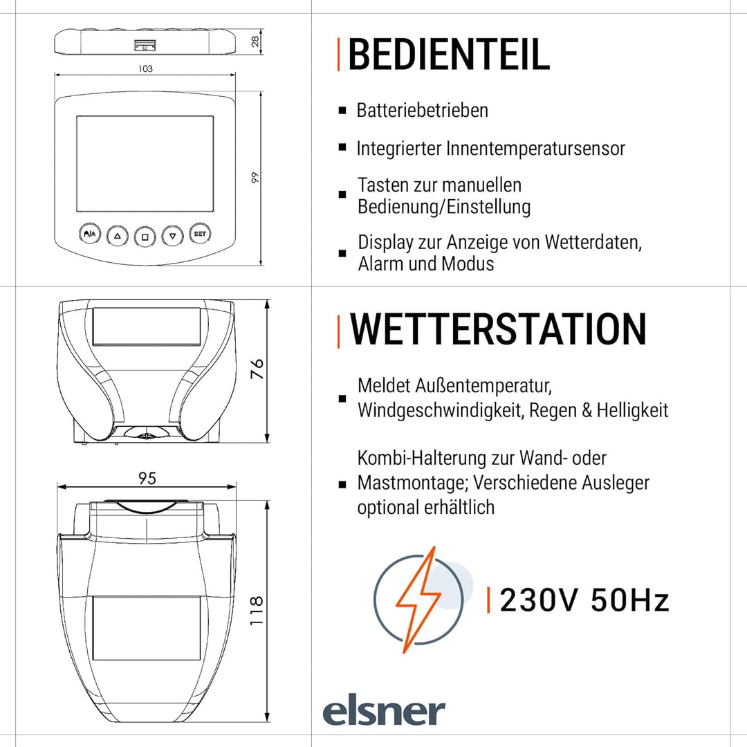 Funksteuerung – Automatische Steuerung für Sonnenschutz, Licht & Raumklima – Inklusive Wetterstation