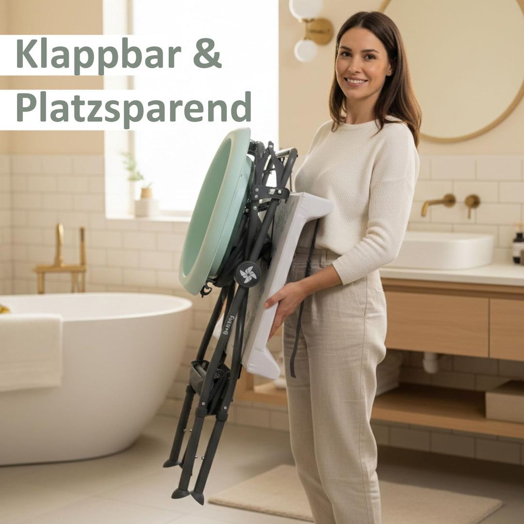 Twinly Bubbly – Faltbare 2-in-1-Baby-Badewanne – Ergonomisch verstellbare Höhe, abnehmbare Badewanne