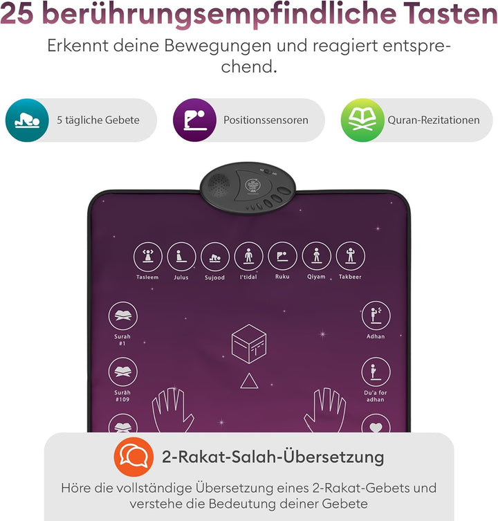 My Salah Mat für Erwachsene – Pinker Smart Gebetsteppich Elektronisch Erwachsene zum Lernen von Sure