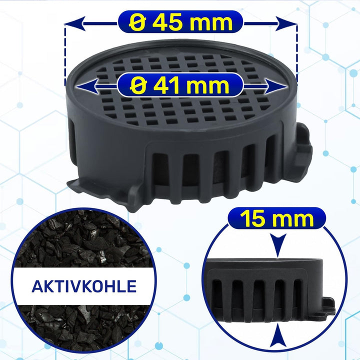 2 Stück Aktivkohlefilter Kühlschrank Ø 45 mm für Miele 10806820 für Liebherr WF091 9096342 909634200
