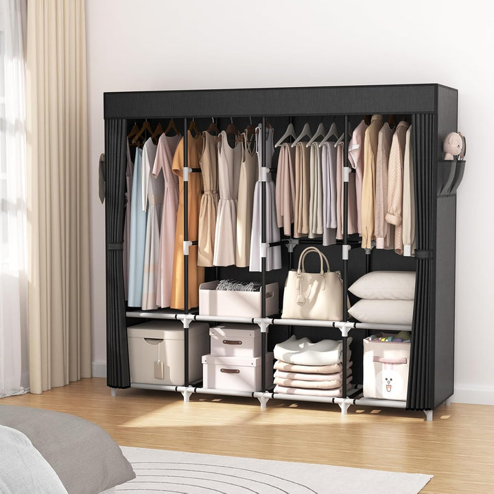 Vicye Kleiderschrank, Faltschrank,170*45*167 cm, Stoffschrank mit kleiderstange stabil, mit Abdeckun