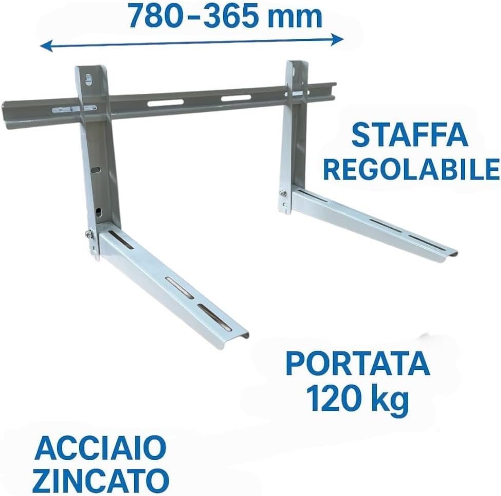 HM, Verstellbare Halterung für Klimaanlage aussen 780 x 365 x 450 mm – Tragkraft 120 kg, verzinkter