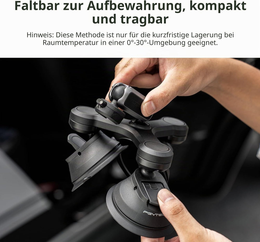 PGYTECH CapLock Dreifach-Saughalterung für DJI OSMO Action 4/3/2, Gopro Hero 12/11/10/9 mit 1/4"-20