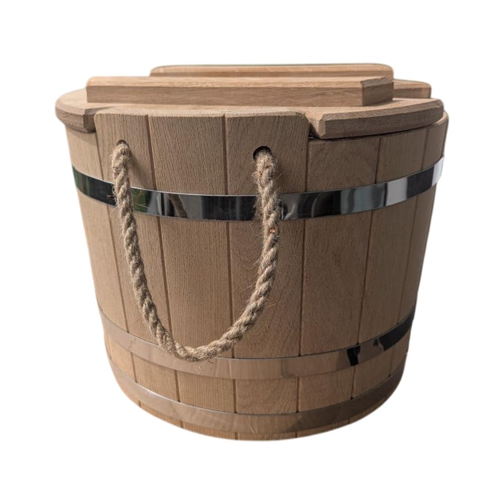 Holz Saunakübel 15 Liter Sauna Eimer Holzeimer Eiche Banya Aufgusseimer (15 Liter), 15 Liter