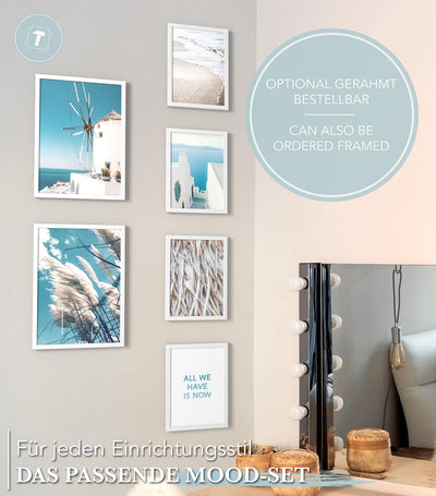 Papierschmiede® Mood Poster Set Greece Vacation, Bilder Wohnzimmer Deko Schlafzimmer, 2x DIN A2 und