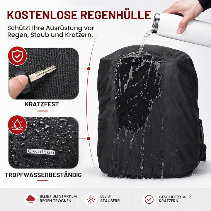 Cwatcun Kamerarucksack Camera Backpack Professioneller für spiegellose DSLR/SLR-Kamera, wasserdicht,