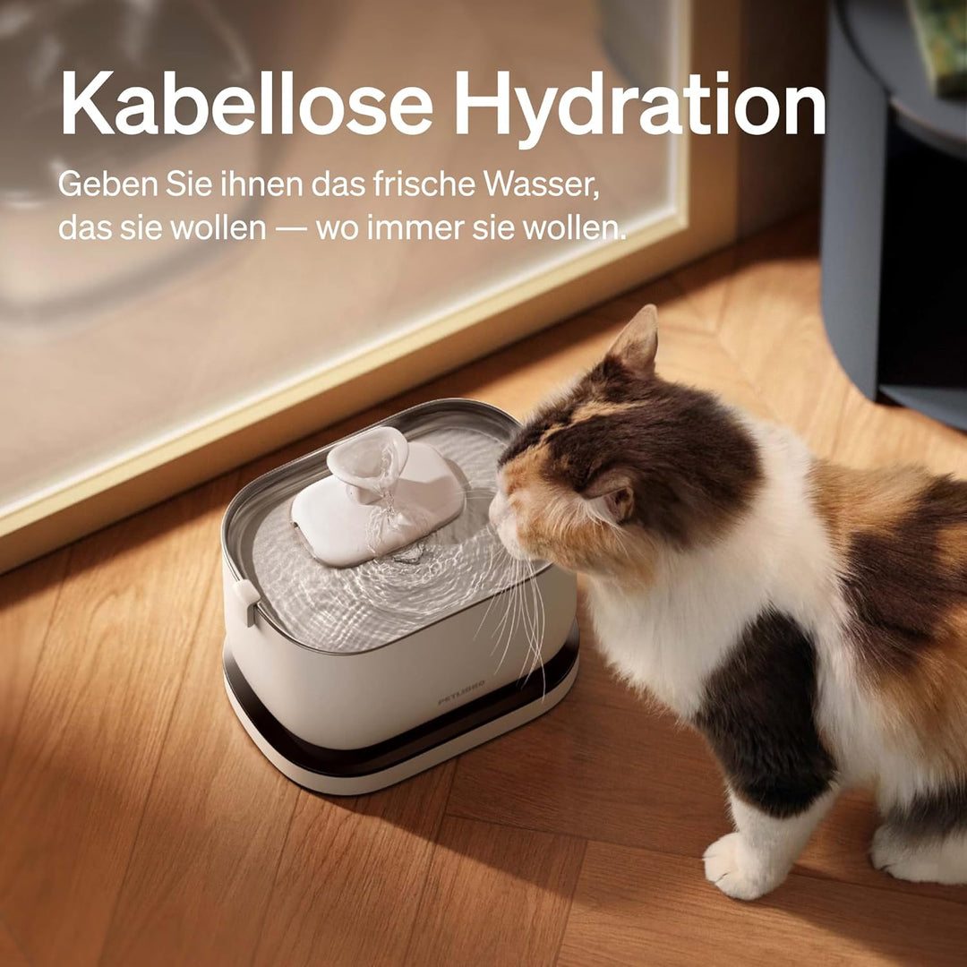 PETLIBRO Trinkbrunnen für Katze Kabellos mit Bewegungsmelder, 2,5L/84oz Dockstream Batteriebetrieben