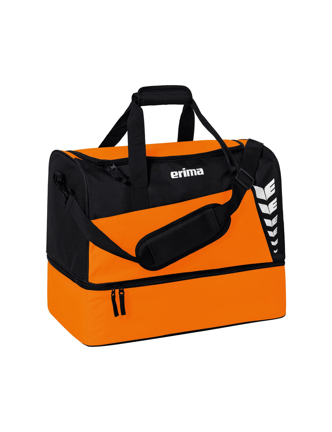 Erima Unisex Six Wings Sporttasche mit Bodenfach M Orange/Schwarz, M Orange/Schwarz