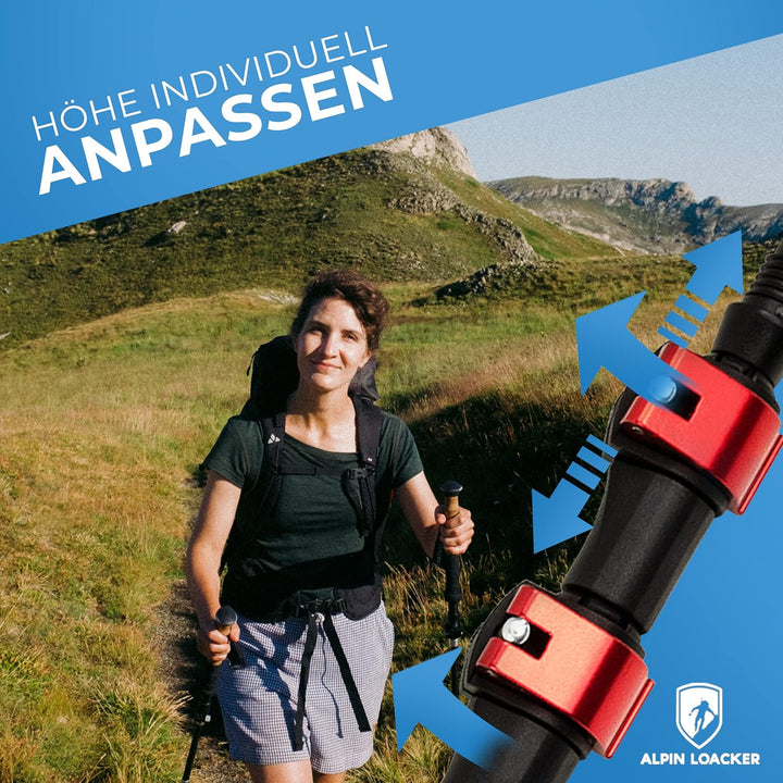 Alpin Loacker Teleskop Wanderstöcke Carbon & Aluminium mit Korkgriff I Leichte Nordic Walking Stöcke