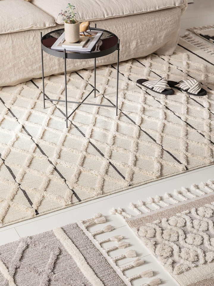 benuta TRENDS Kurzflor Teppich OYO Cream 80x150 cm - Moderner Teppich für Wohnzimmer 80 cm x 150 cm