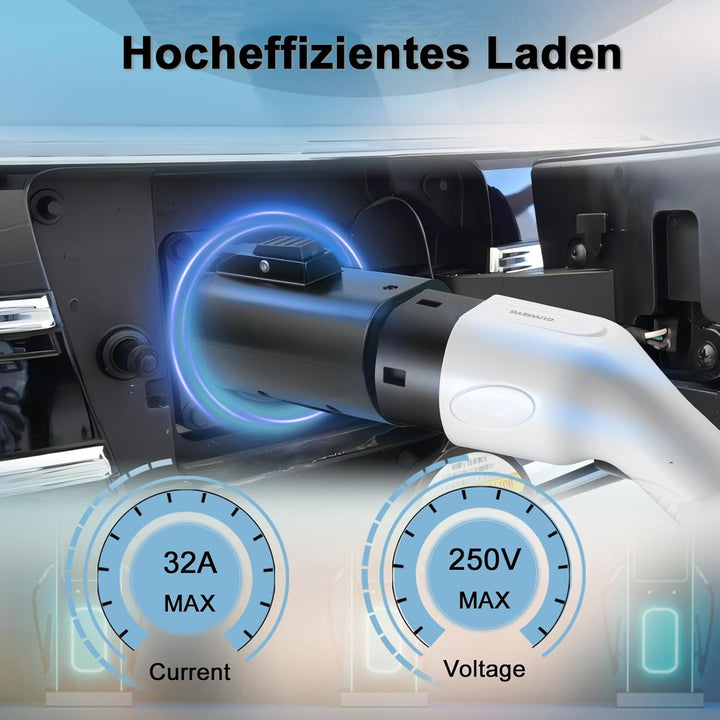 EV Adapter Typ 2 auf Typ 1, Max 32A, 250V AC, Adapter für Elektrofahrzeuge IEC 62196 auf SAE J1772,