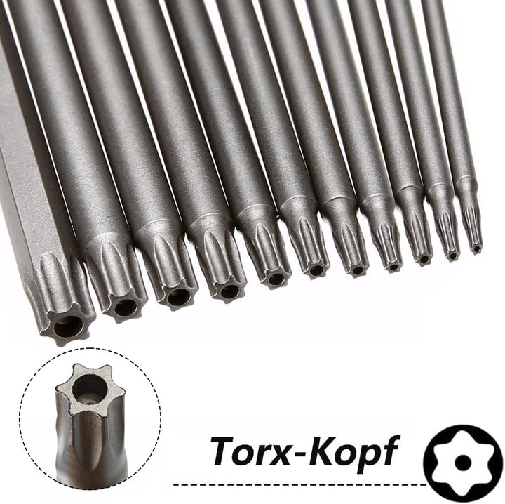 Saipor 11 Stück 200mm Torx Lang Schraubendreher Bit Set, Magnetisch Torx Bohrer 1/4" Sechskant Schaf