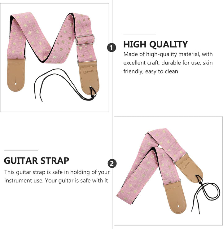 HEALLILY Breite Gitarre Strap Schulter Gurt Herz Muster Nylon Uke Strap Musical Instrument Schulter