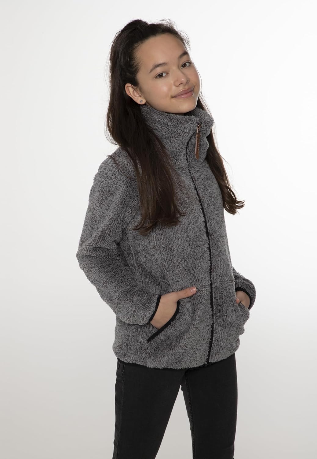 Protest Girls Oberteil Mit Durchgehendem Reissverschluss RiRi JR 104 Dark Grey Melee, 104 Dark Grey