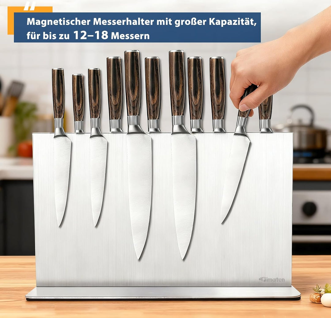 Magnetischer Messerblock ohne Messer - Stark Magnetisch & Doppelseitig Messerblock aus Edelstahl für
