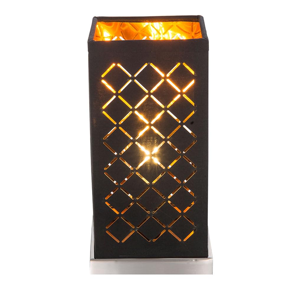 Tisch Lampe Textil Strahler Wohn Zimmer Dekor Stanzungen Leuchte schwarz gold Globo 15229T1, bunt, m