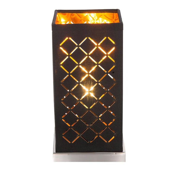Tisch Lampe Textil Strahler Wohn Zimmer Dekor Stanzungen Leuchte schwarz gold Globo 15229T1, bunt, m