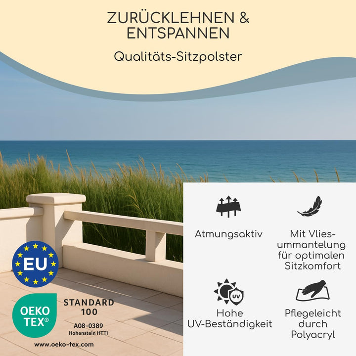 Homeoutfit24 Donau Gartenstuhlauflagen Hochlehner, 2er Set, Made in Europe, Gartenstühle Sitzauflage