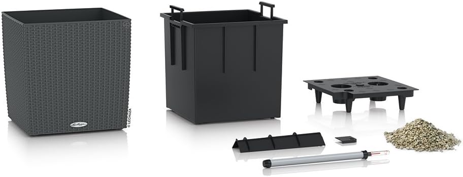 Lechuza "Cube Cottage 40" Pflanzgefäss mit ERD-Bewässerungs-System, Granit, 40 x 40 x 40 cm & Cube C