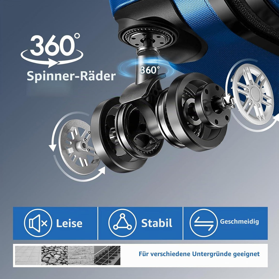 LALAHO Kofferset 3/4 teilig, Reisekoffer Set mit Kosmetikkoffer, Hartschalen Koffer Set aus ABS, Gep