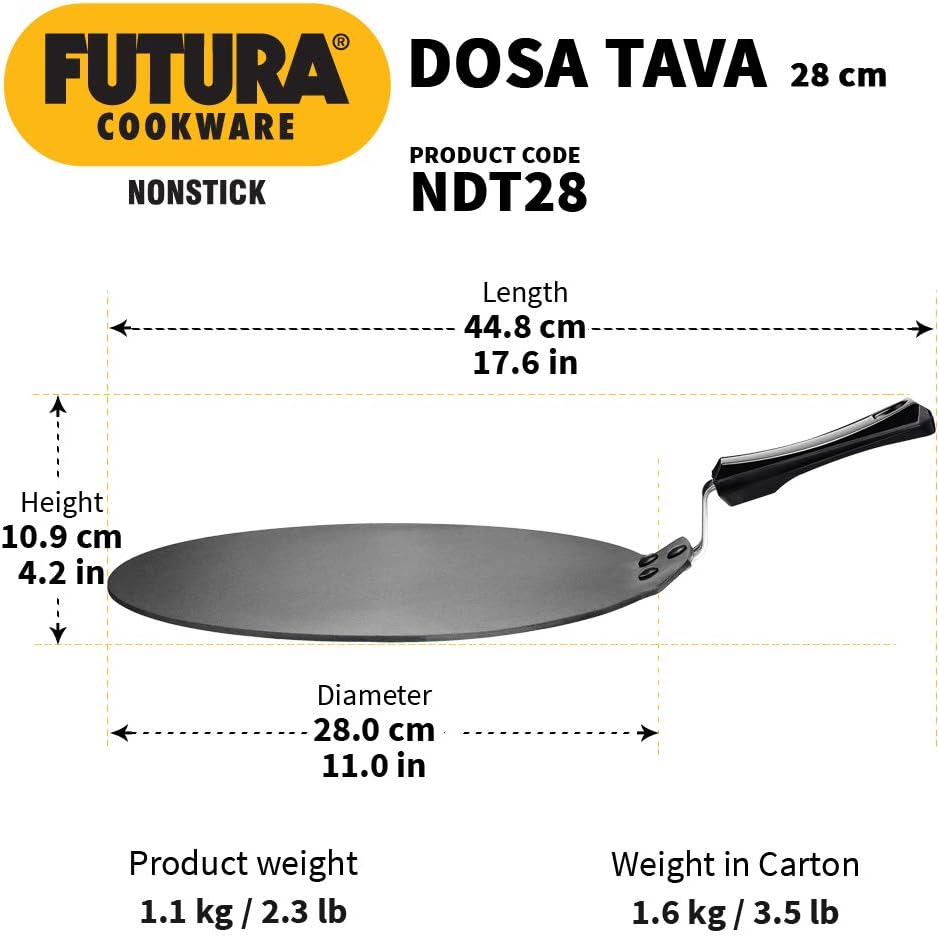 HAWKINS Futura Dosa Tava Grillplatte, antihaftbeschichtet, 27,9 cm, Schwarz 11-inch, 11-inch
