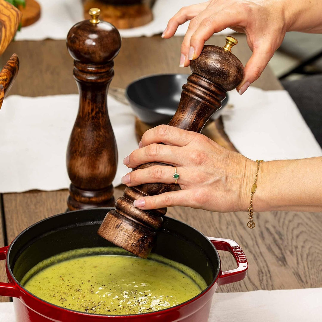 Salz- & Pfeffermühlen Set (32/27 cm) aus Massivholz, entwickelt für Sternerestaurants, Keramik- & Ka